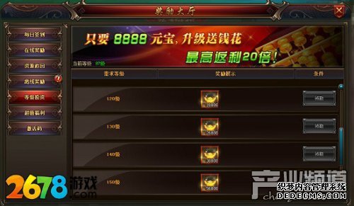 超值返还 2678耐玩网页游戏天下等级投资20倍返利